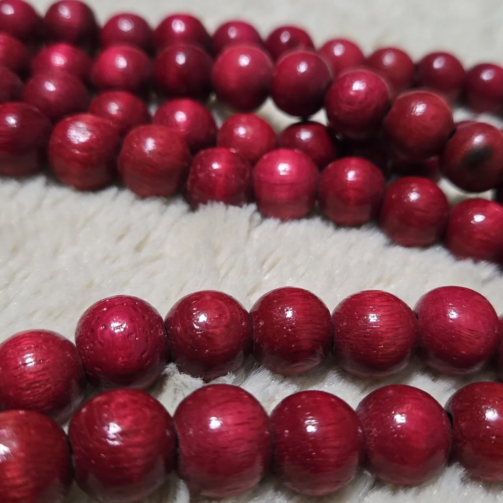 Red Wooden Bead Garland Christmas Tree Beaded Garland, 9ft